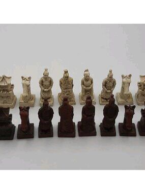 Asian Warriors Lot of 16 Chess Pieces NO Pons White Brown Like New